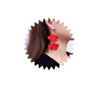 Dervivea Vintage Rose Petal Tassel Dangle Earrings Flower Pearl Drop Earrings Long Acrylic Flower Earrings Red Resin Petal Earrings Floral Wedding Bridal Earrings Jewelry for Women and Girls