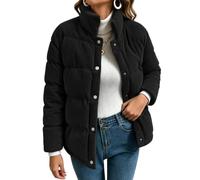 Dervos Corduroy Jackets for Women UK Stand Collar Button Down Padded Coats | Qulited Puffer Jacket, Lightweight Plain Warm Coat, Loose Fit Fashion Outwear with Pockets, Fall Winter Outdoor Everyday Wear