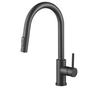 DERW Black Kitchen Tap, Kitchen Mixer Tap with 360° Swivel Spout, 2 in 1 Pull Out Sprayer, Matte Electrophoretic Finish, Ceramic Cartridge & Water Saving Aerator, Flexible Installation for Sink