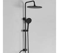 DERW Black Rainfall Shower Kit with 10" Round Rainfall Shower Head, 4 Spray Modes Handheld Shower with Rotating Bracket, Shower Set Without Mixer, Anti-Leak Hose,Easy Install, Suitable for Bathrooms