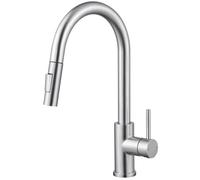 DERW Kitchen Tap, Kitchen Mixer Tap with 360° Swivel Spout, 2 in 1 Pull Out Sprayer, 304 Stainless Steel & Ceramic Cartridge, Water Saving Aerator and Anti-Burst Hose, Flexible Installation for Sink