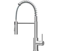 DERW Kitchen Tap with Pull-Out Sprayer, Kitchen Sink Tap with 2 Modes Spray, 360° Swivel Spout, Spring Design for Flexible Reach, Anti-Limescale Nozzle, Fit for UK Standard