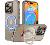 Derwav Multi-in-1 [Magnetic+ Kickstand+ Ring Holder] for iPhone 16 Pro Case Compatible with MagSafe, 360°Rotatable Stand with Military Shockproof Silicone Frame Magnet Bumper Cover, 6.3'', Gold