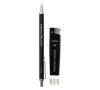 Derwent 0.5 mm Precision Mechanical Pencil, HB Leads and Erasers Included, Professional Quality, 2302428, Black