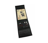 Derwent 2300218 Sketching Wallet with Mixed Media Sketching Pencils, Accessories and A5 Landscape Sketchpad, Grey