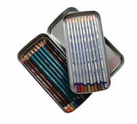 Derwent 2300582 Pencil Tin, Double Layered Storage With Removable Inner Tray, Professional Quality,Silver