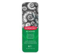 Derwent 2301945 Academy Graphite Sketching Pencils, Tin Box, 6B-5H Degrees, , Multicolor,Set of 6