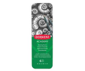 Derwent 2301945 Academy Graphite Sketching Pencils, Tin Box, 6B-5H Degrees, , Multicolor,Set of 6