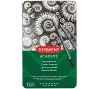 Derwent 2301946 Academy Graphite Sketching Pencils, Tin Box, 6B-5H Degree, , Set of 12