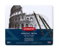 Derwent 34202 Graphic Full Set Graphite Drawing Pencils, Professional Quality, Black ,Set of 24