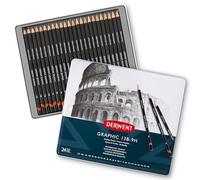 Derwent Graphic Drawing Pencils 34202 – Professional Graphite – Set of 24 with Tin