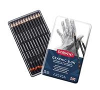 Derwent 34213 Graphic Hard Graphite Drawing Pencils, Professional Quality, Grey, Set of 12