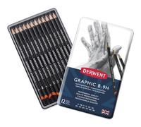 Derwent 34213 Graphic Hard Graphite Drawing Pencils, Professional Quality, Grey, Set of 12