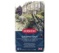 Derwent 700802 Graphitint Tinted Graphite Drawing Pencils, Watersoluble, Professional Quality,reySet of 12