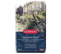 Derwent 700802 Graphitint Tinted Graphite Drawing Pencils, Watersoluble, Professional Quality,reySet of 12