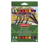 Derwent Academy Twin Tip Markers, Set of 8, Fine & Chisel, 98208