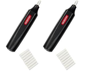 Derwent Battery Operated Eraser Pen, Includes 8 Replacement Erasers, Suitable for Graphite, Coloured & Pastel Pencils, Professional Quality, 2301931,Black (Pack of 2)