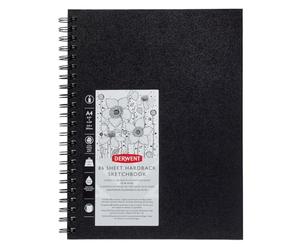 Derwent Big Book Hardback Sketch Book, A4 Portrait, Drawing & Writing, 86 Sheets, Acid-Free Paper, Wirebound Spine, Professional Quality, 2301607,Black,A4
