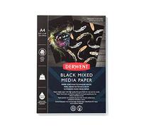 Derwent Black Mixed Media Pad A4, 300gsm Paper, 12 Sheets, Fine Grain, Acid Free, Ideal For Fine Art Drawing, Sketching & Colouring, Professional Quality, 2306018