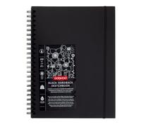 Derwent Black Paper Sketch Book, A4 Portrait, Drawing & Writing, 40 Sheets, Acid-Free Paper, Wirebound Spine, Professional Quality, Black Book, 2300379