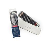 Derwent Charcoal Drawing Pencils, Drawing & Writing, Set Of 6 with Sharpener, Light, Medium, Dark & Tinted Charcoal White, Ideal For Blending &