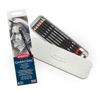 Derwent Charcoal Drawing Pencils Set of 6 with Sharpener Sketching Kit