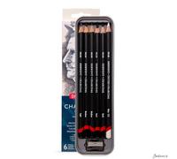 Derwent Charcoal Pencils Tin with Pencil Sharpener - Set of 6