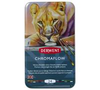 Derwent Chromaflow Coloured Pencils Tin, Set of 24, 3.5mm Core, Premium Core Strength, Professional Quality, Vibrant & Blendable, Ideal for Drawing &