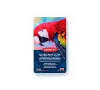 Derwent Chromaflow Pencils, Set of 12 in Tin, 3.5mm Round Core, Premium Core Strength, Blendable with Smooth Texture, Ideal for Drawing, Colouring & Layering, Professional Quality, 2305856