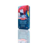 Derwent Chromaflow Pencils, Set of 24 in Tin, 3.5mm Round Core, Premium Core Strength, Blendable with Smooth Texture, Ideal for Drawing