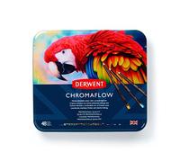 Derwent Chromaflow Pencils, Set of 48 in Tin, 3.5mm Round Core, Premium Core Strength, Blendable with Smooth Texture, Ideal for Drawing, Colouring & Layering, Professional Quality, 2306013