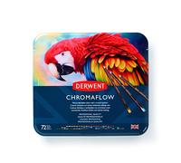 Derwent Chromaflow Pencils, Set of 72 in Tin, 3.5mm Round, Premium Core Strength, Blendable with Smooth Texture, Ideal for Drawing, Colouring & Layering, Professional Quality, 2306014