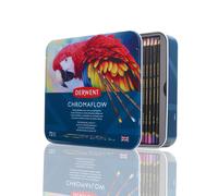 Derwent Chromaflow Pencils, Set of 72 in Tin, 3.5mm Round, Premium Core Strength, Blendable with Smooth Texture, Ideal for Drawing, Colouring & Layeri
