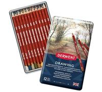 Derwent Drawing Pencils, Set of 12 in Tin, 5mm Round Core, Premium Core Strength, Creamy Texture, Ideal For Fine Art Drawing & Colouring, Professional Quality, 700671