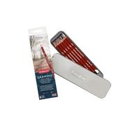 Derwent Drawing Pencils, Set of 6 in Tin, 5mm Round Core, Premium Core Strength, Creamy Texture, Ideal For Fine Art Drawing & Colouring, Professional