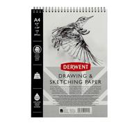 Derwent Drawing & Sketching Paper, Sketch Pad, A4, 165gsm, 30 Sheets | Wirebound paper pad for drawing and sketching. A4 portrait format. 30 sheets of perforated, acid-free, matte white paper