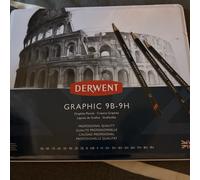 Derwent Graphic 24 Tin Set Graphite Drawing Sketching Pencils 13B-9H
