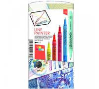 Derwent Graphic Line Painter Coloured Pen Set, Pack Of 5 (Palette No.1)