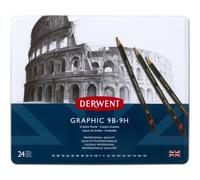 Derwent 34202 Graphic Full Set Graphite Drawing Pencils, Professional Quality, Black ,Set of 24