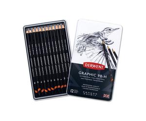 Derwent Graphic Soft Graphite Drawing Pencils, Ideal For Illustrating & Shading, Set Of 12, Professional Quality, 34215