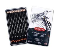 Derwent Graphic Soft Graphite Pencils for Sketching, 9B-H, Tin of 12 | Fine art quality graphite pencils for all artists. Use for drafting, sketching, drawing, shading and illustrations