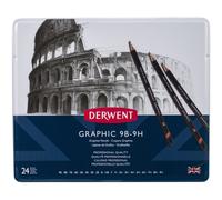 Derwent 34202 Graphic Full Set Graphite Drawing Pencils, Professional Quality, Black ,Set of 24