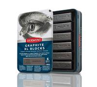 Derwent Graphite XL Blocks 6 Tin, Set of 6, 60mm Extra-Large Block, Water-soluble, Ideal for Sketching, Drawing and Expressive Mark Making, Professional Quality, 2306195