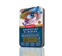 Derwent Graphitint XL Blocks, special blend of graphite & colour, Tin of 6 | Specially formulated graphite blocks tinted with colur in 6 rich shades for sketching, drawing and expressive mark making