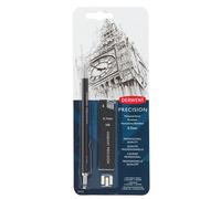 Derwent 0.7 mm Precision Mechanical Pencil, HB Leads and Erasers Included, Professional Quality, 2302429, black, 5 Piece Set