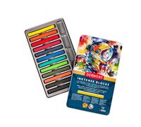 Derwent Inktense Blocks 12 Tin, Set of 12 Water-Colours, 8mm Block, Water-Soluble, Ideal for Drawing, Colouring, Crafts & Painting on Paper & Fabric,