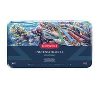Derwent Inktense Blocks 36 Tin Set of 36 8mm Block Soft Texture Watersoluble Ideal for Watercolor Drawing Coloring Crafts and Painting on Pape