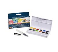 Derwent Inktense Paint 12 Pan Palette #1, Set of 12, Half Pan Size, Water-Soluble, Ideal for Painting & Crafts on Paper & Fabric, Professional