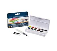 Derwent Inktense Paint Palette Set #2 - 12 Half Pans, Compact Travel Size | Water-soluble paint in vivid colours. Dries permanently to use on paper, fabric, ceramic and wood for painting and crafting