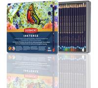 Derwent Inktense Permanent Watercolour Pencils, Set of 24 in a Tin, 4mm Premium